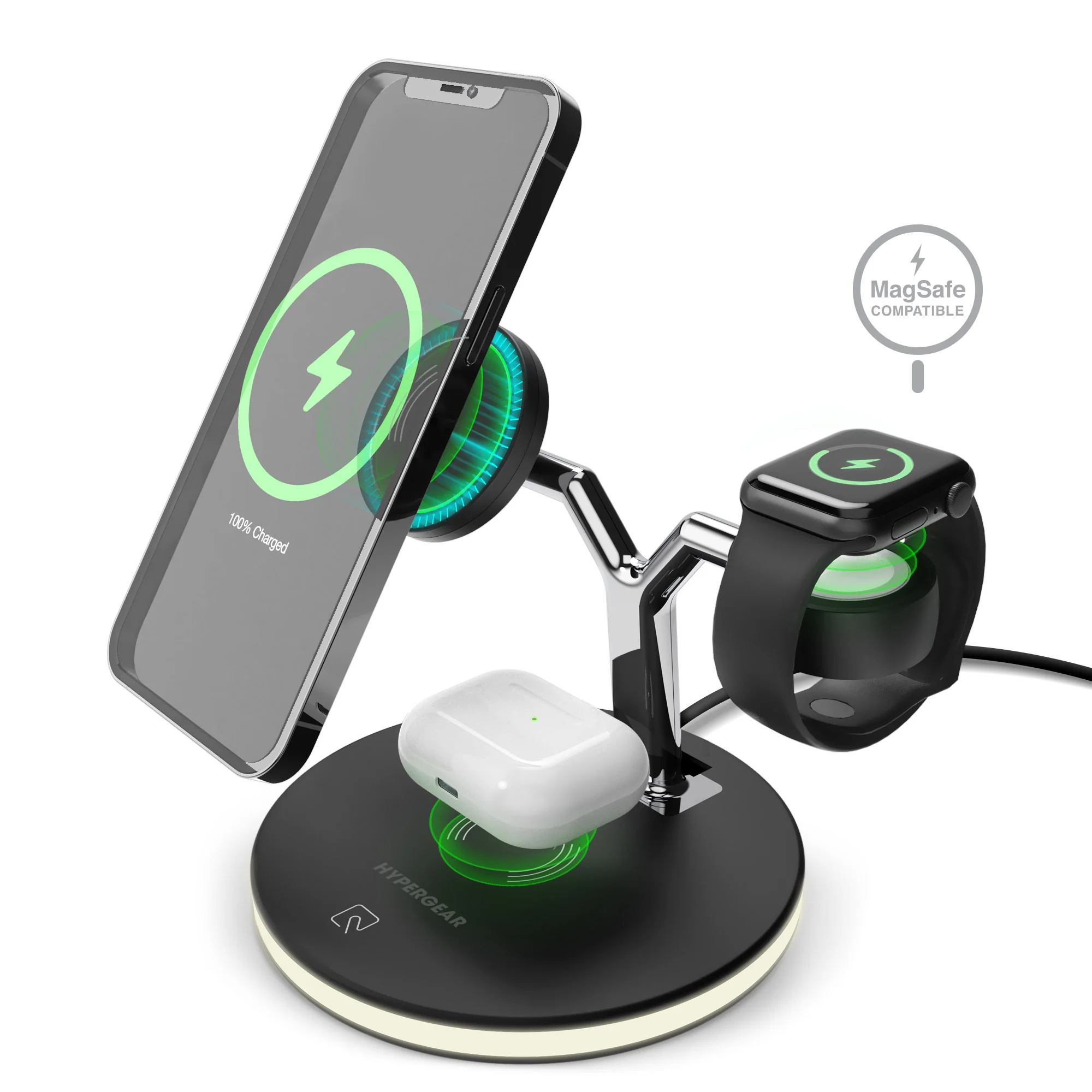MaxCharge 3-in-1 Magnetic Wireless Charging Stand – 15W Fast Charger